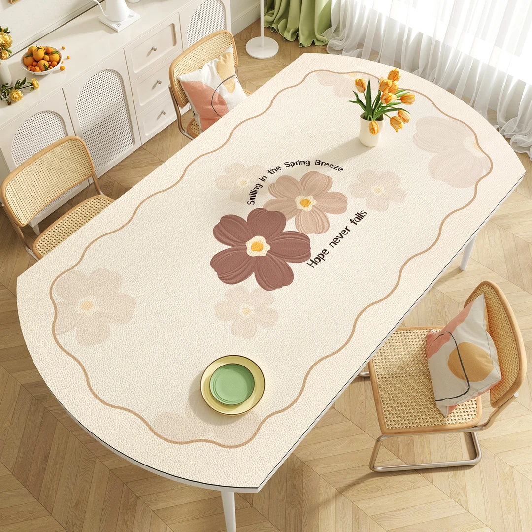 植物花卉椭圆形餐桌垫防油防水免洗2025年新款轻奢高级感茶几桌布