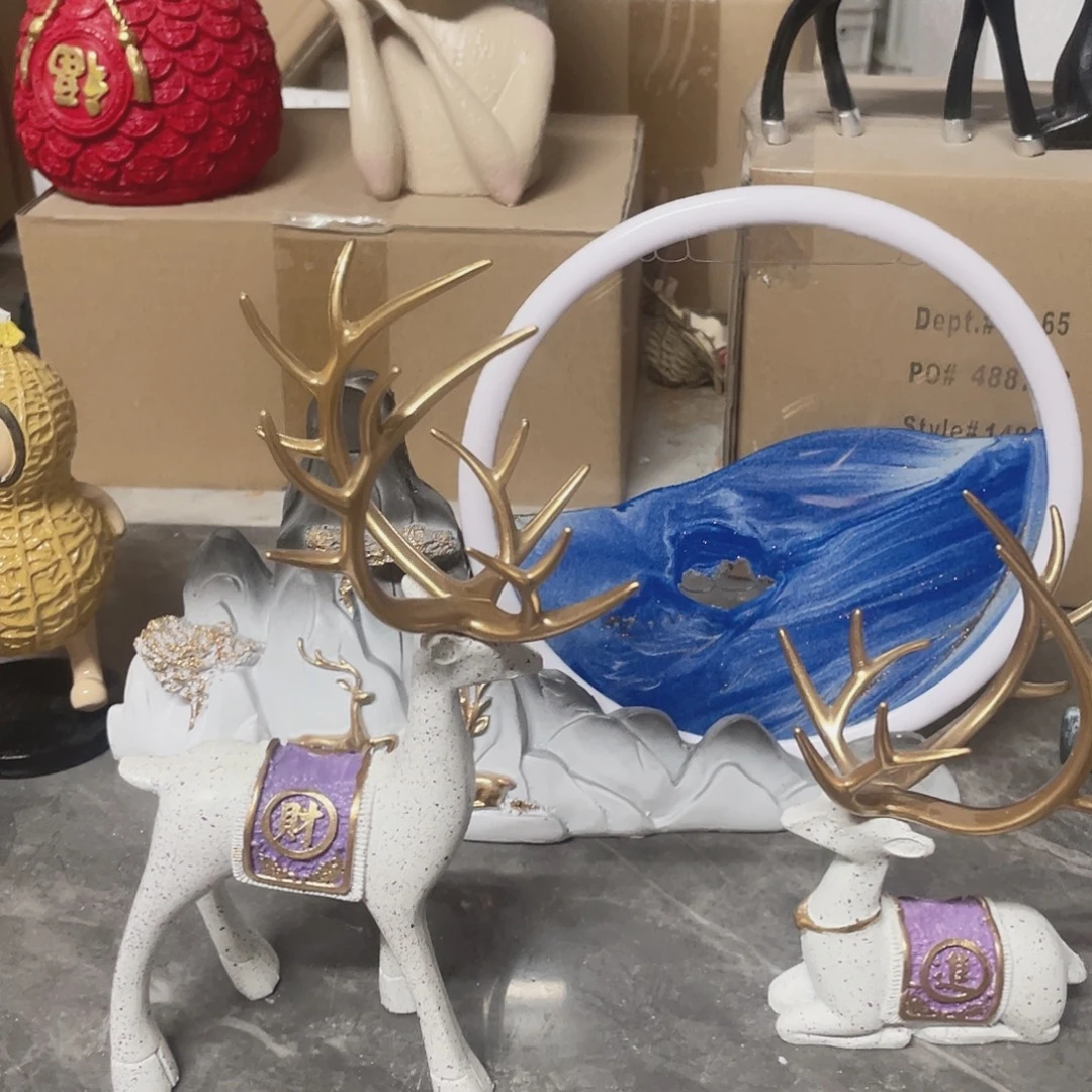 陶瓷白色假山鹿111111111111