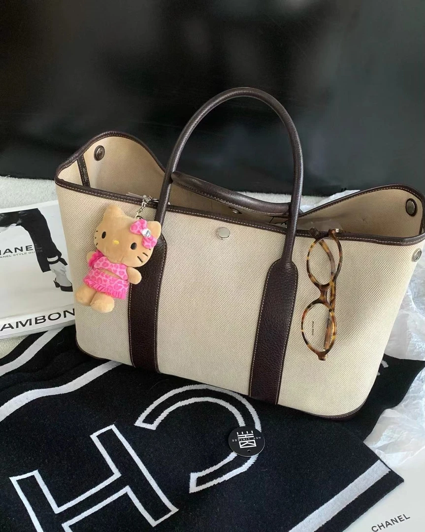 95新 Hermes/爱马仕 乌木拼帆布花园36包  18038799