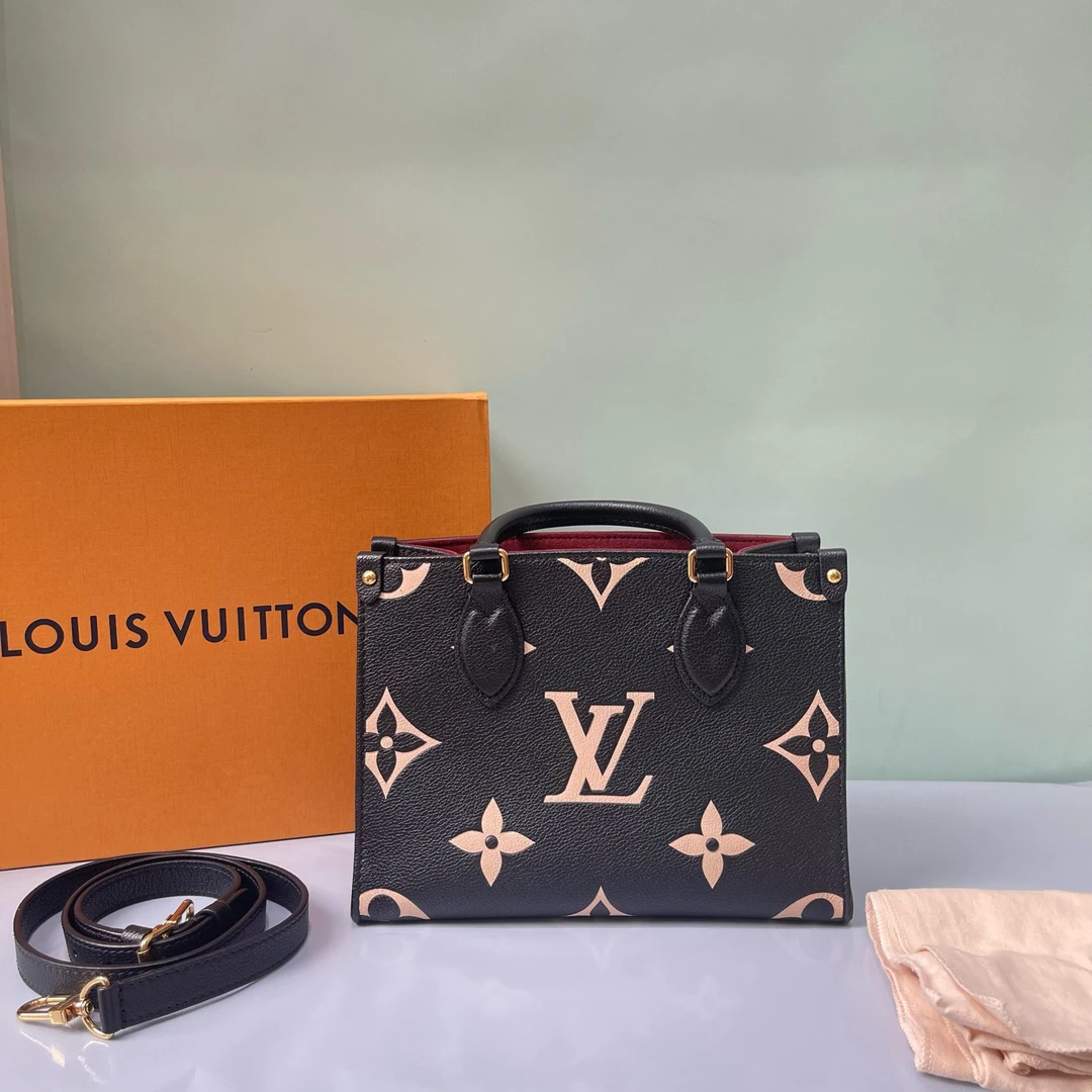 95新 LouisVuitton/路易威登 360752-LV onthego 黑白花小号