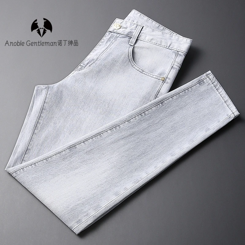 香港高端时尚潮牌夏季薄款牛仔裤男款弹力修身休闲潮流男士休闲裤