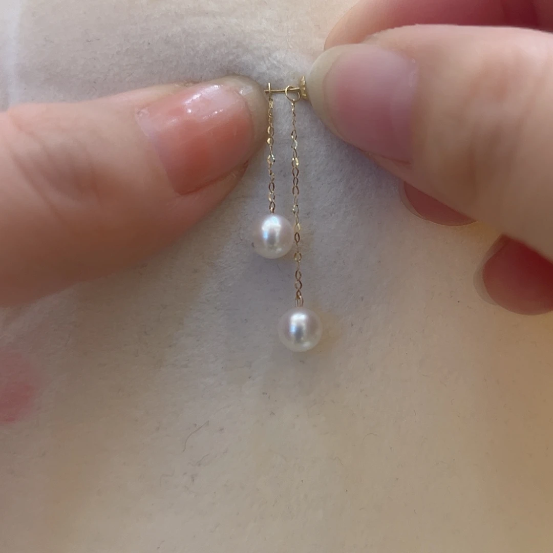 淡水珍珠耳饰18K金镶嵌