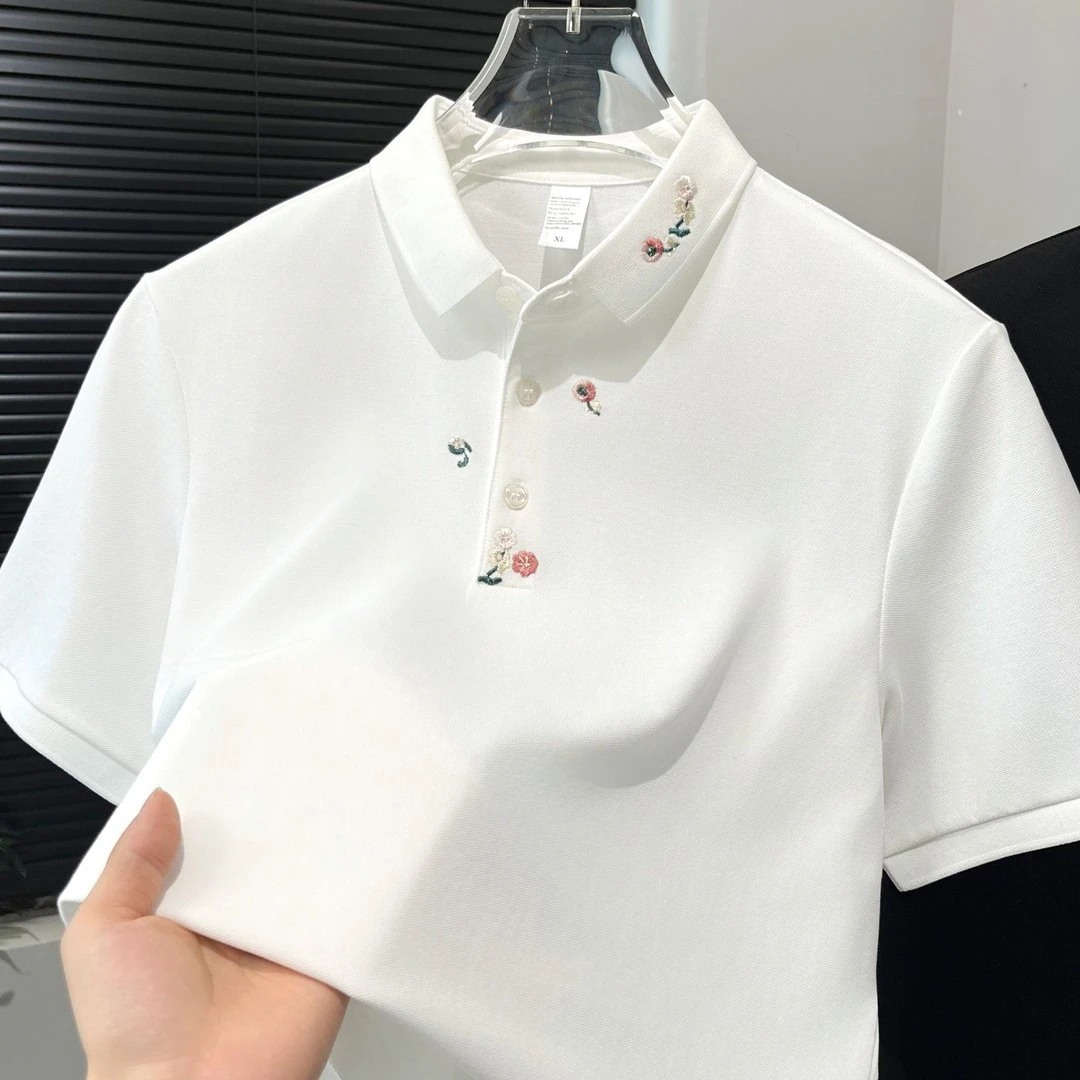 男士轻奢POLO衫夏季新款时尚休闲百搭男装刺绣翻领短袖宽松上衣服