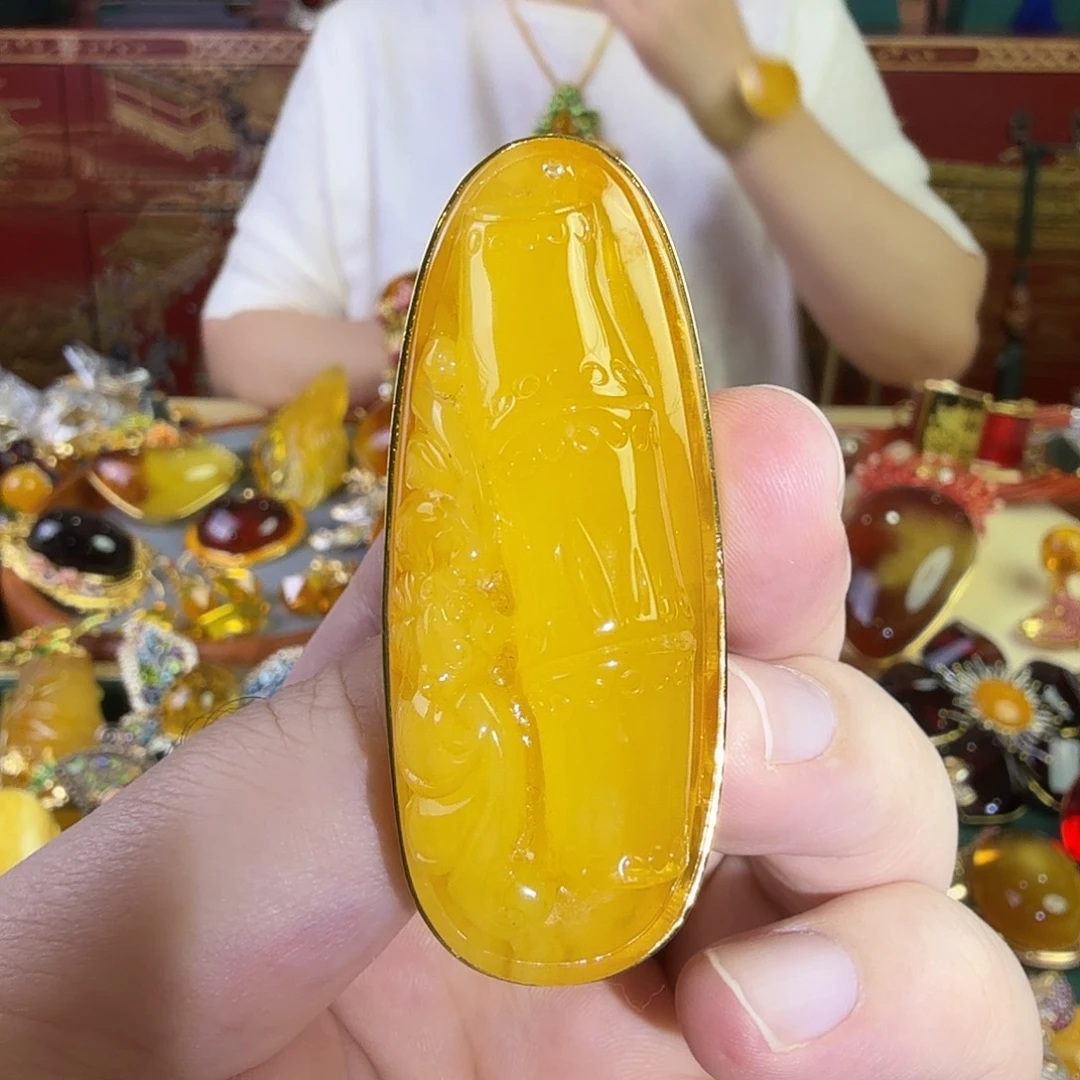 银S925镀金镶嵌蜜蜡戒指
