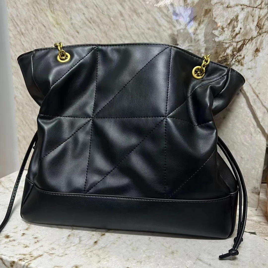 YNPO24年秋冬新款真皮重工女包叉富袋TA0319托特黑色35cm