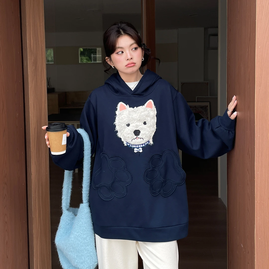 大码女装2025新款冬季加绒连帽卫衣胖mm巨好看遮屁股独特漂亮上衣