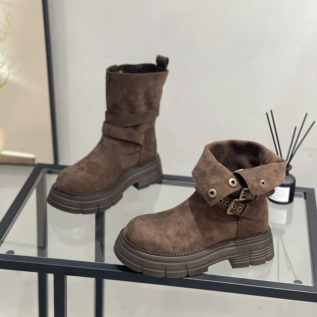 复古厚底马丁靴女2025秋季新款英伦风小个子增高短靴百搭休闲单靴