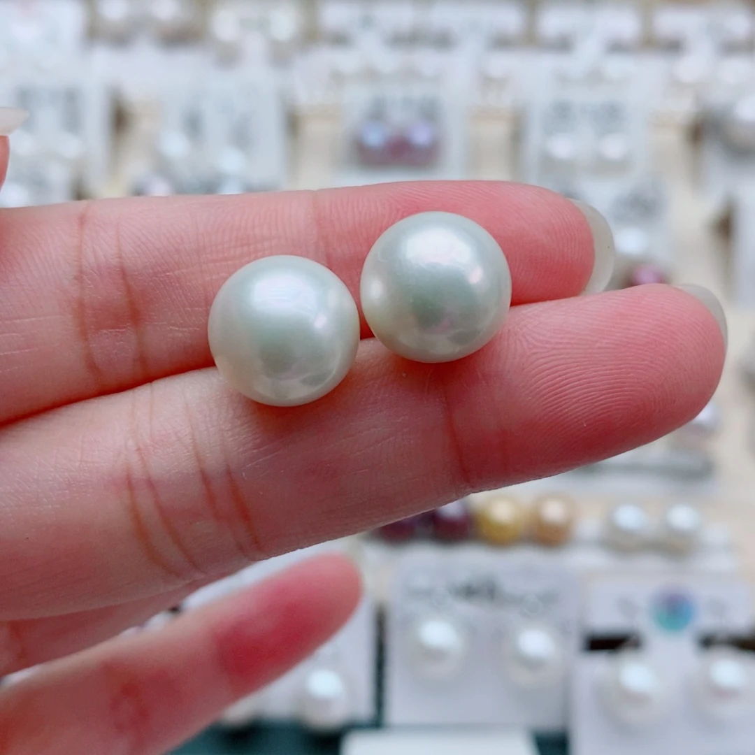 M****银S925镶嵌淡水珍珠耳饰11mm