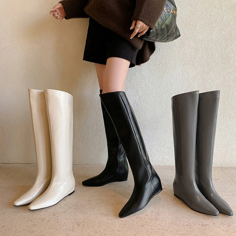 长筒靴子女2025新款秋冬季欧美风高筒气质黑色显瘦不过膝骑士尖头