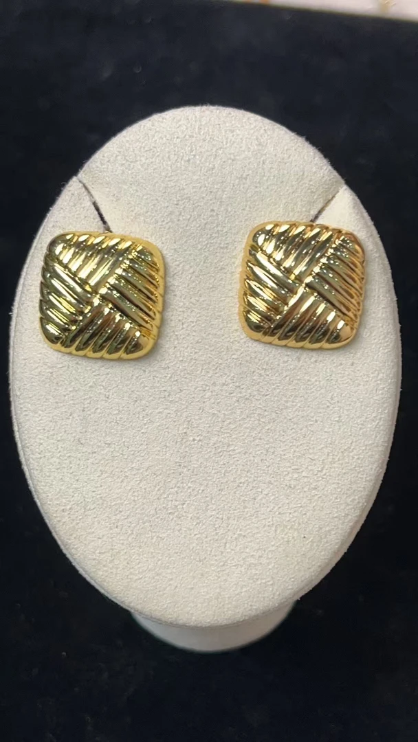 铜合金耳饰 Dlzea金色女复古耳环小众素款精致简约711