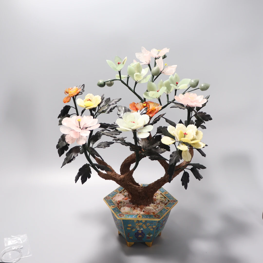 lot40  清代  百宝景泰蓝盆景