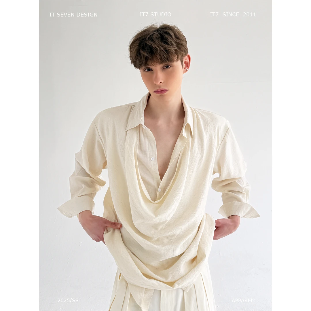 it7「锈蚀月光」气质个性堆积感长袖宽松衬衫