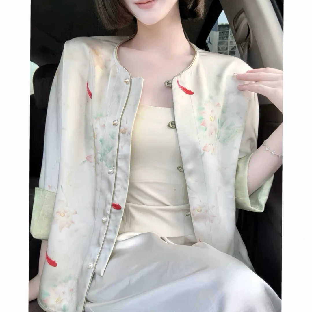 【荷塘月色】双面穿新中式防晒外套气质盘扣女装长袖宽松
