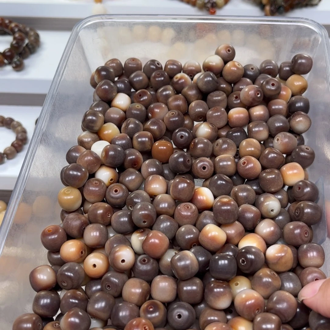白玉菩提吊坠炫彩桶珠高抛款30颗