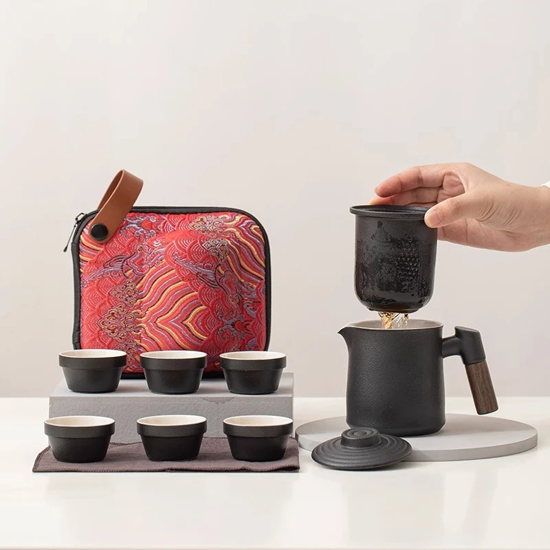 便携包旅行功夫茶具小套装家用简约现代陶瓷过滤泡茶杯茶壶快客杯