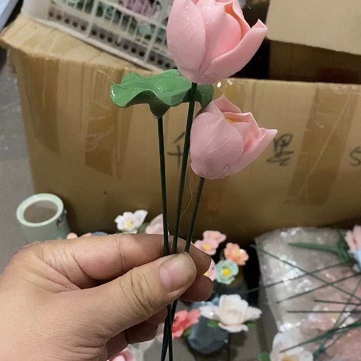 瓷片纯手工陶瓷花摆件瑕