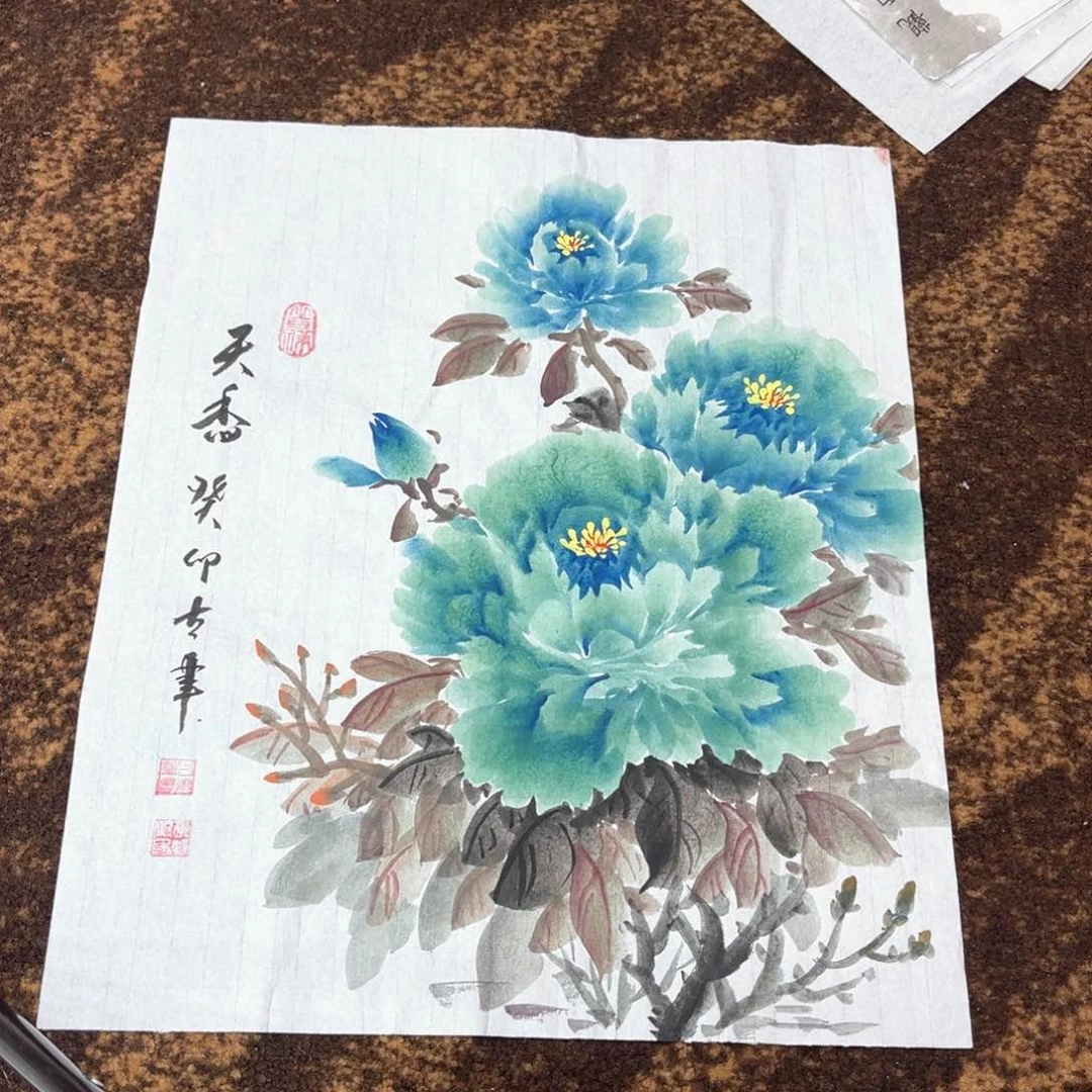 国画牡丹小品绘画