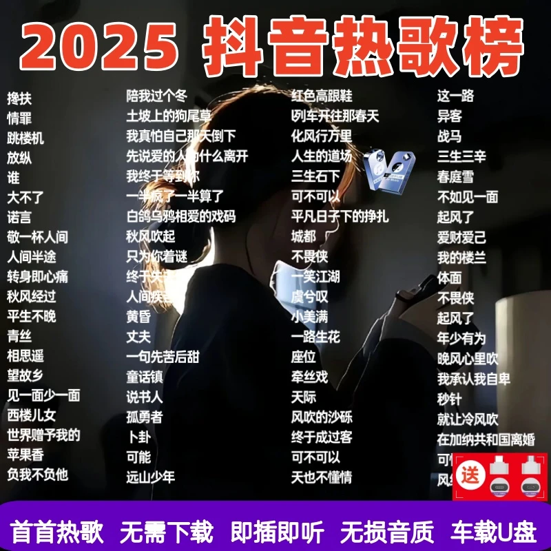 抖音2025热门歌曲无损高音质优盘网络最新款流行网红新歌车载u盘