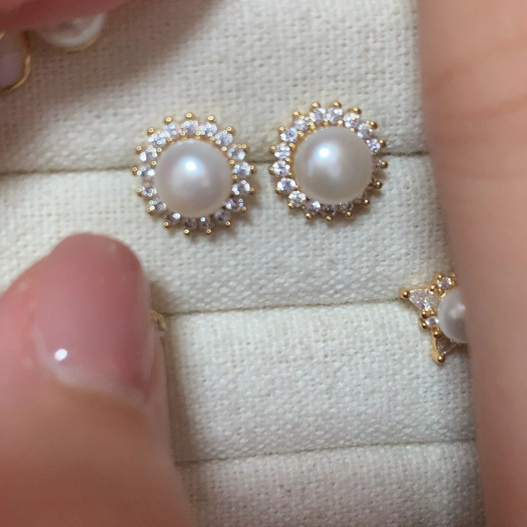 淡水珍珠耳饰合金