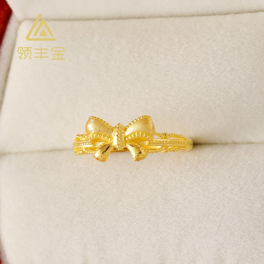 领丰金 足金黄金拉丝蝴蝶结戒指 黄金按克卖 ZJJ013原料金条#ZJ