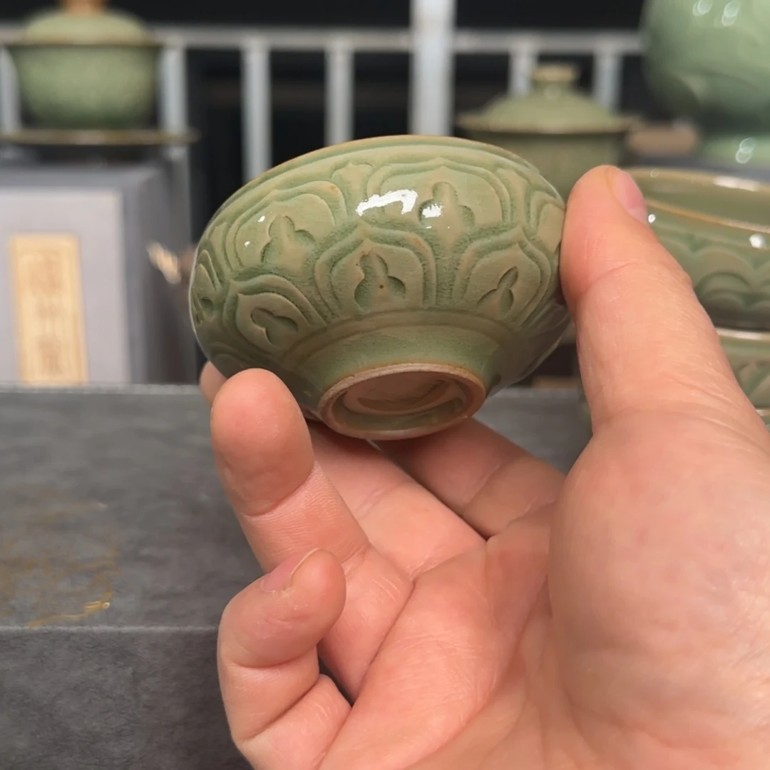 瓷片耀州窑手工主人杯瑕疵不退换