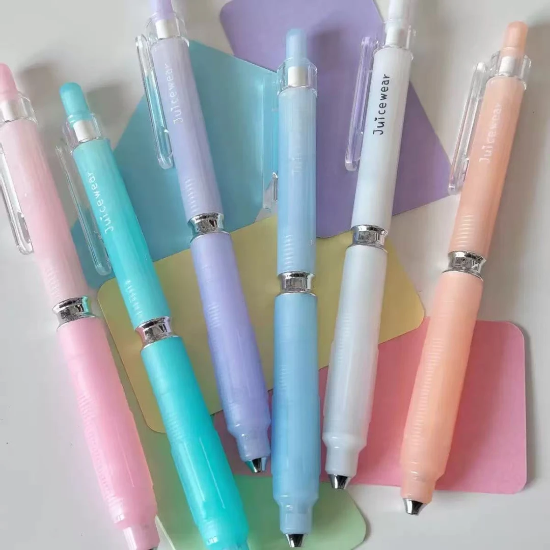 集物社幽能幻影果色奶冻高颜值低重心软握胶黑色ST速干按动中性笔