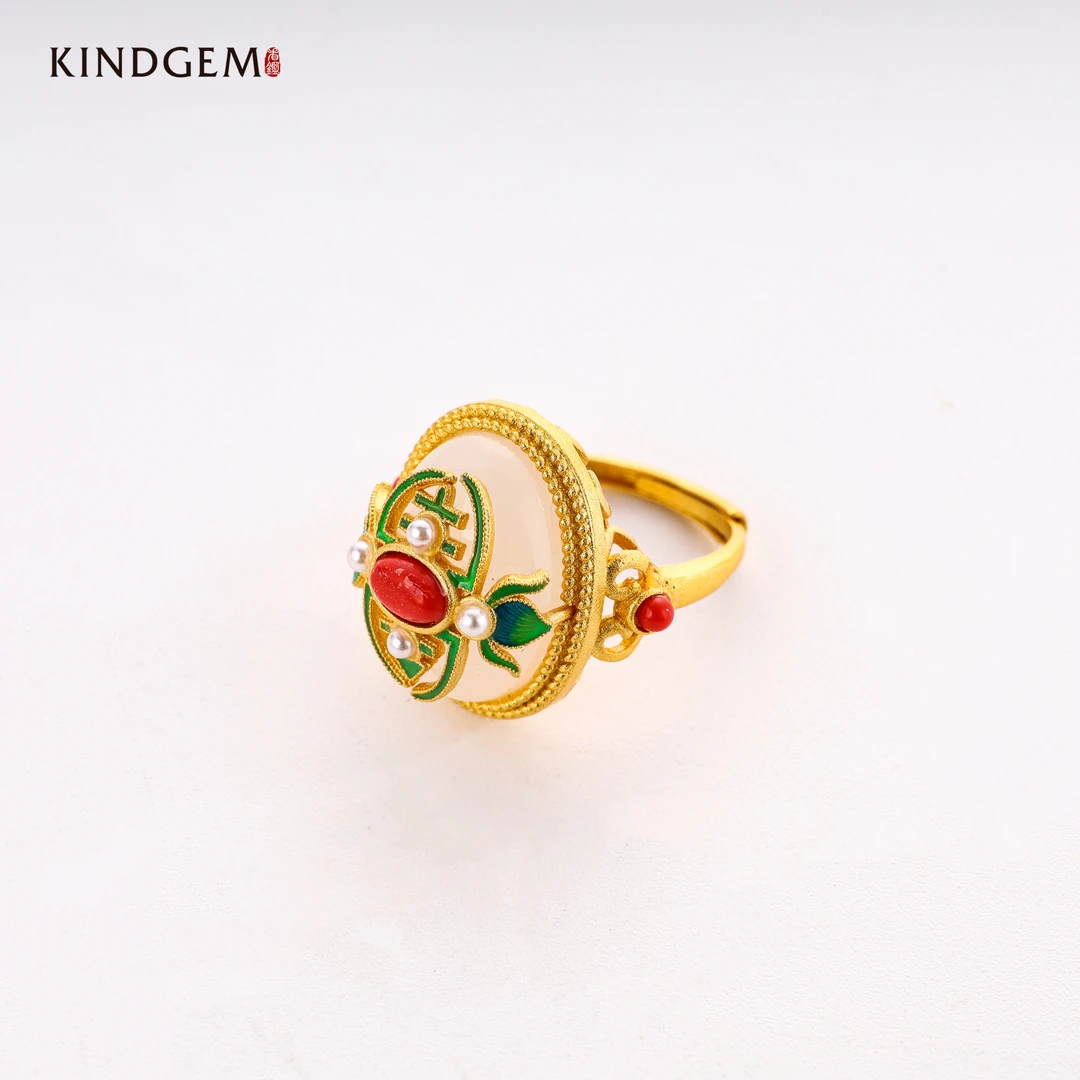 铜合金合成锆石戒指 国风复古戒指AB141XZPC-23921