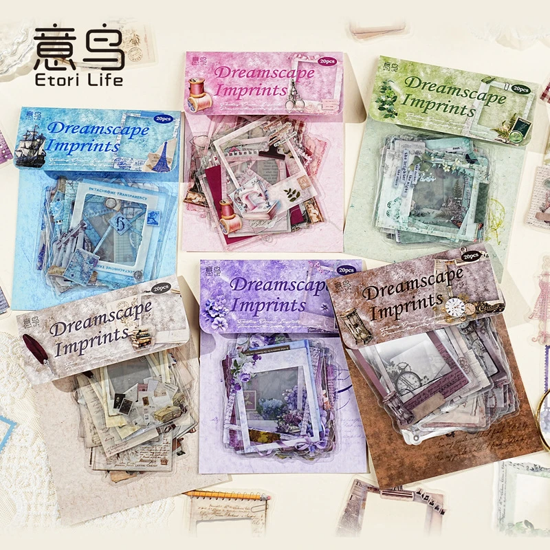 意鸟etori贴纸包 浮生印记系列 复古边框手账DIY装饰打底 15张入