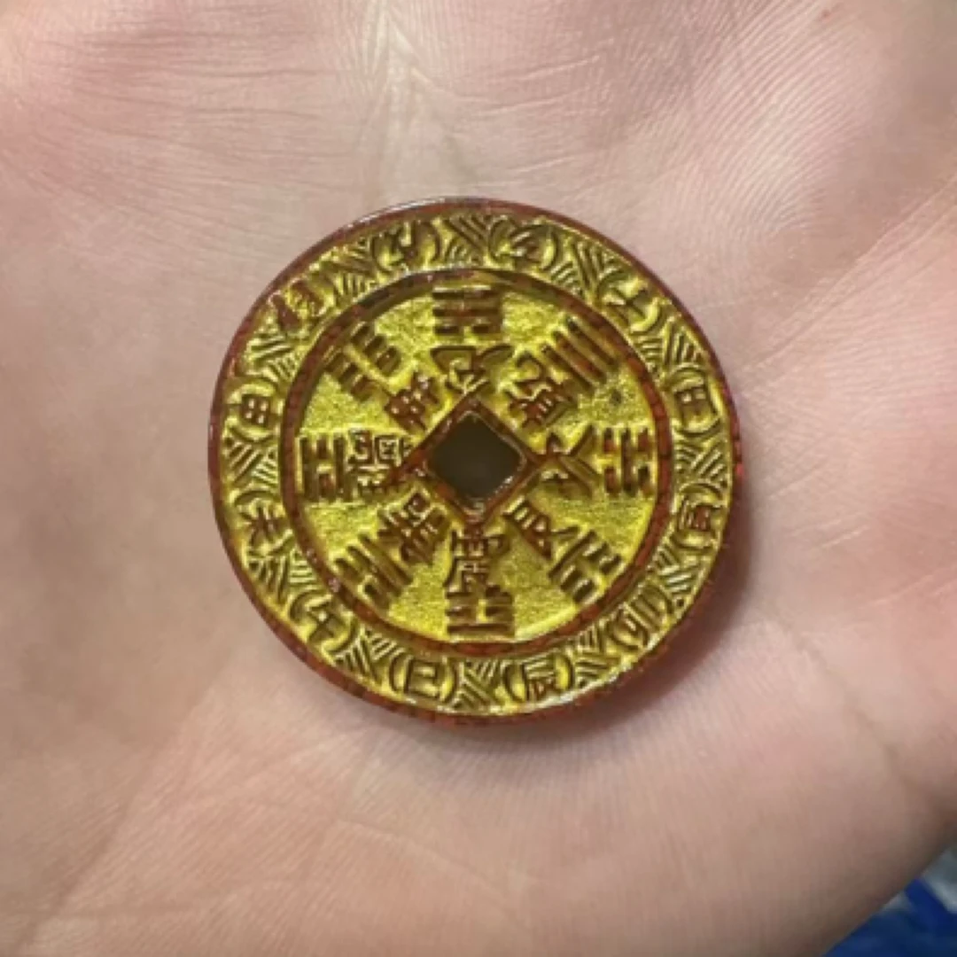 含辰砂工艺品朱砂山鬼描金平安扣吊坠（多样性发1件）＃Z38