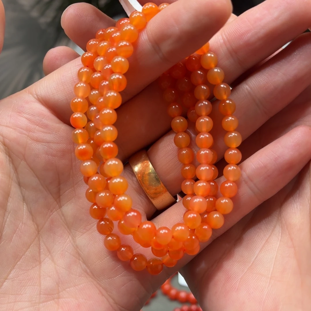 玛瑙/玉髓未镶嵌多圈原矿保山南红蒲漂鸡油黄多圈卡5+