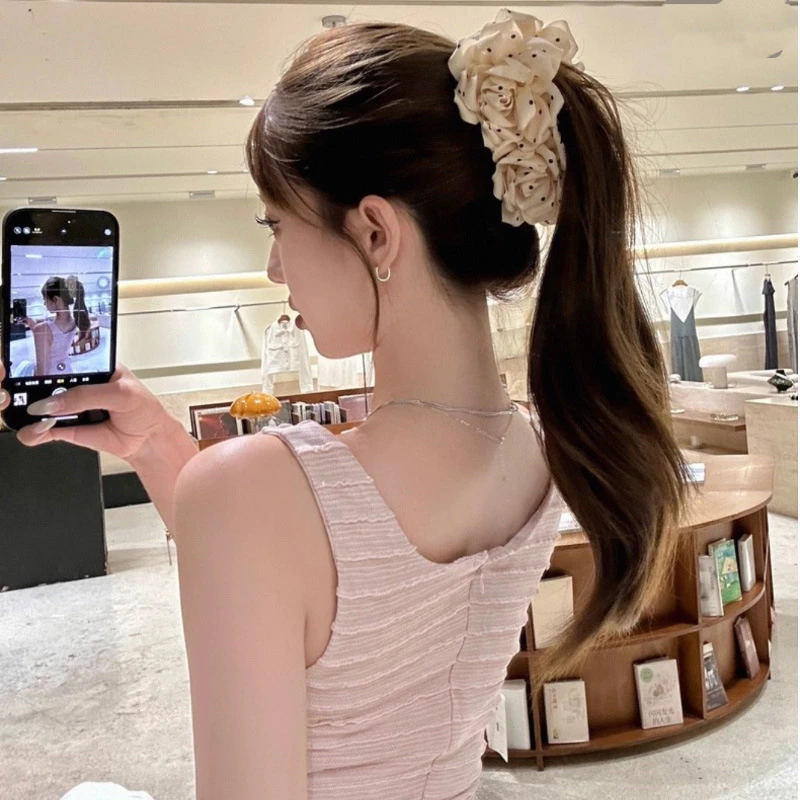 咖色波点玫瑰花朵香蕉夹后脑勺横夹竖夹低马尾抓夹女新款半扎发夹