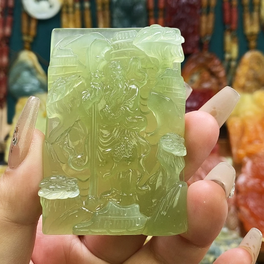 蛇纹石玉未镶嵌颈饰精品关公