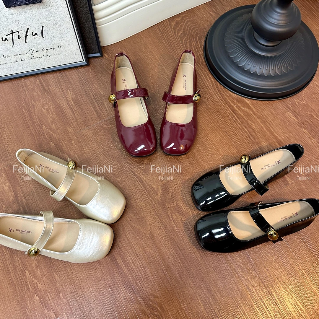 FeiJiaNi/斐佳妮2025年新款时尚百搭小金豆浅口单鞋软底玛丽珍