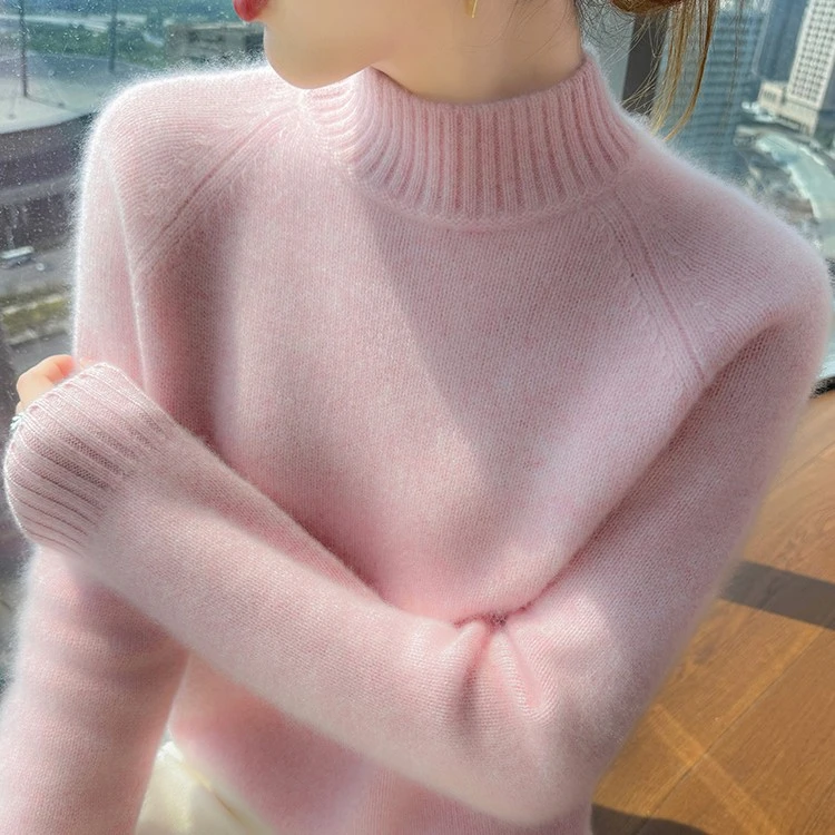 女半高领领套头款纯色山羊绒衫打底衫职场休闲风纯羊绒打底衫
