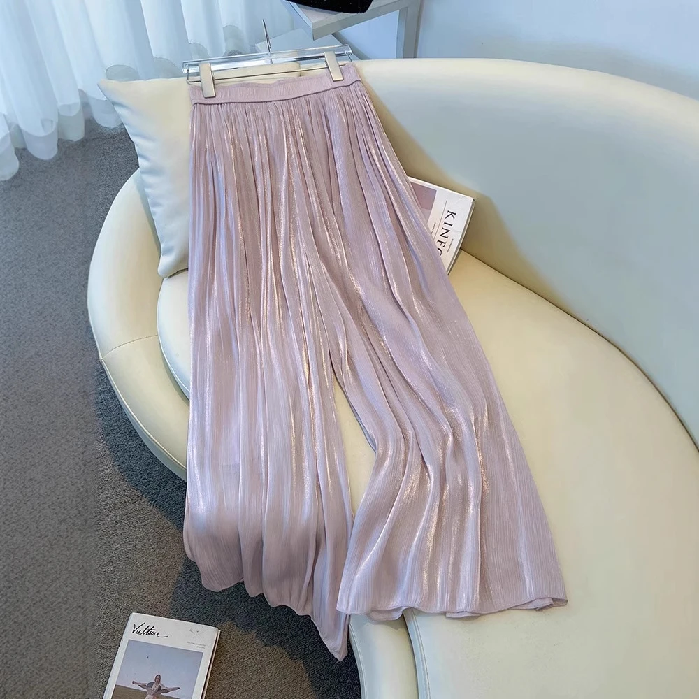 2025夏新款白色琉璃裤阔腿裤女夏季薄款八分裤裙裤甩裤垂坠感九分