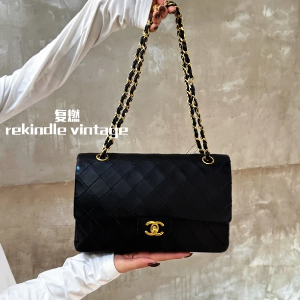 95新 Chanel/香奈儿 复燃精选/中古黑金cf中号