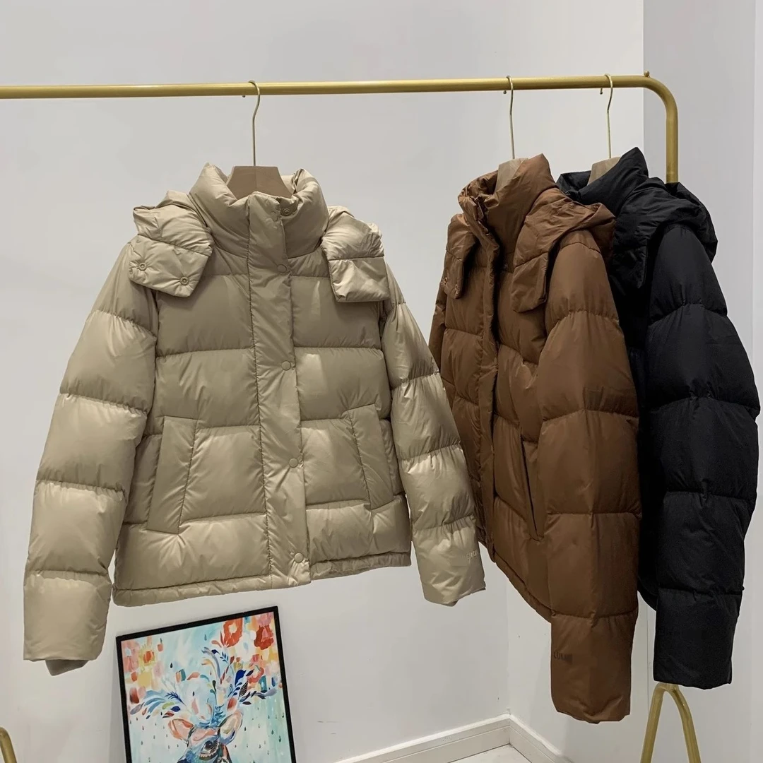 lulu泡芙五格羽绒服2025冬季保暖外套女轻奢连帽气质百搭面包长袖