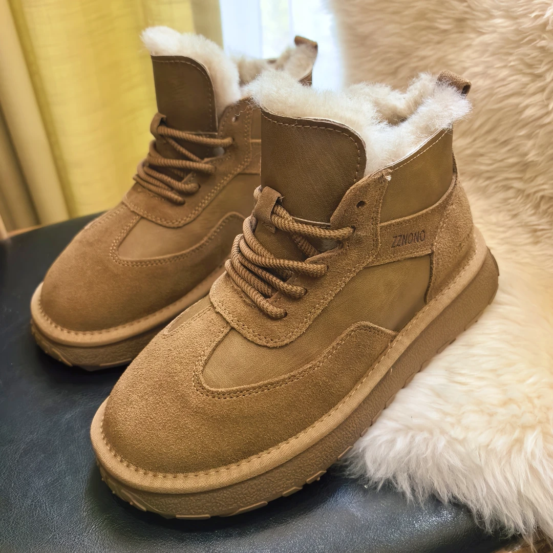 牛皮羊毛保暖高帮时尚雪地靴男士潮流马丁靴冬季雪地靴ZZ855