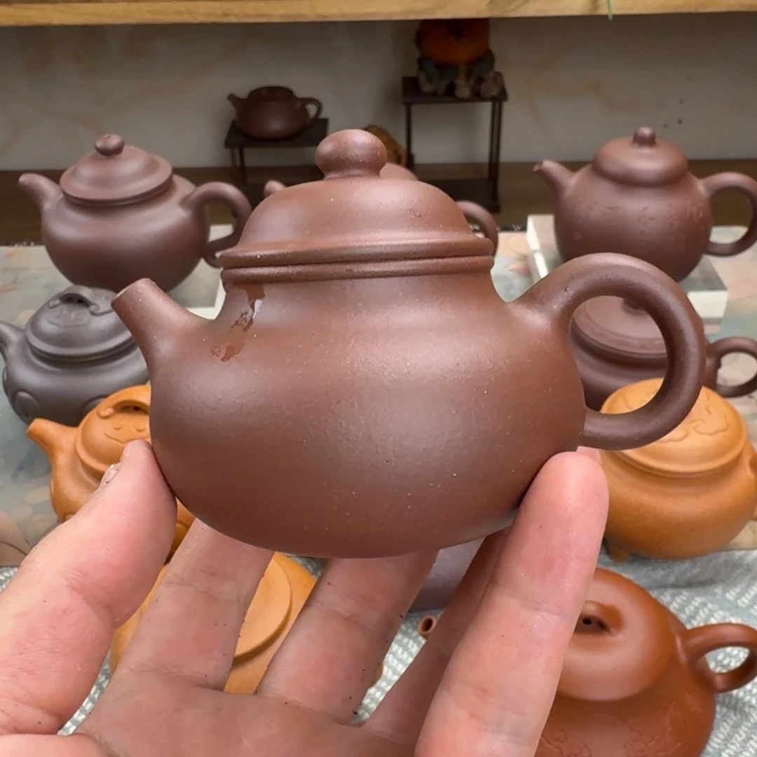 麦***秋茶壶紫砂微瑕 容天 紫泥 150cc