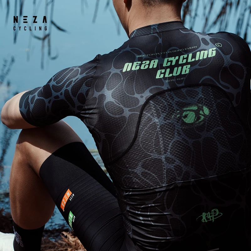 NEZA「鲲.蜃渊」男款凉感轻量零感速干短袖公路自行车骑行服