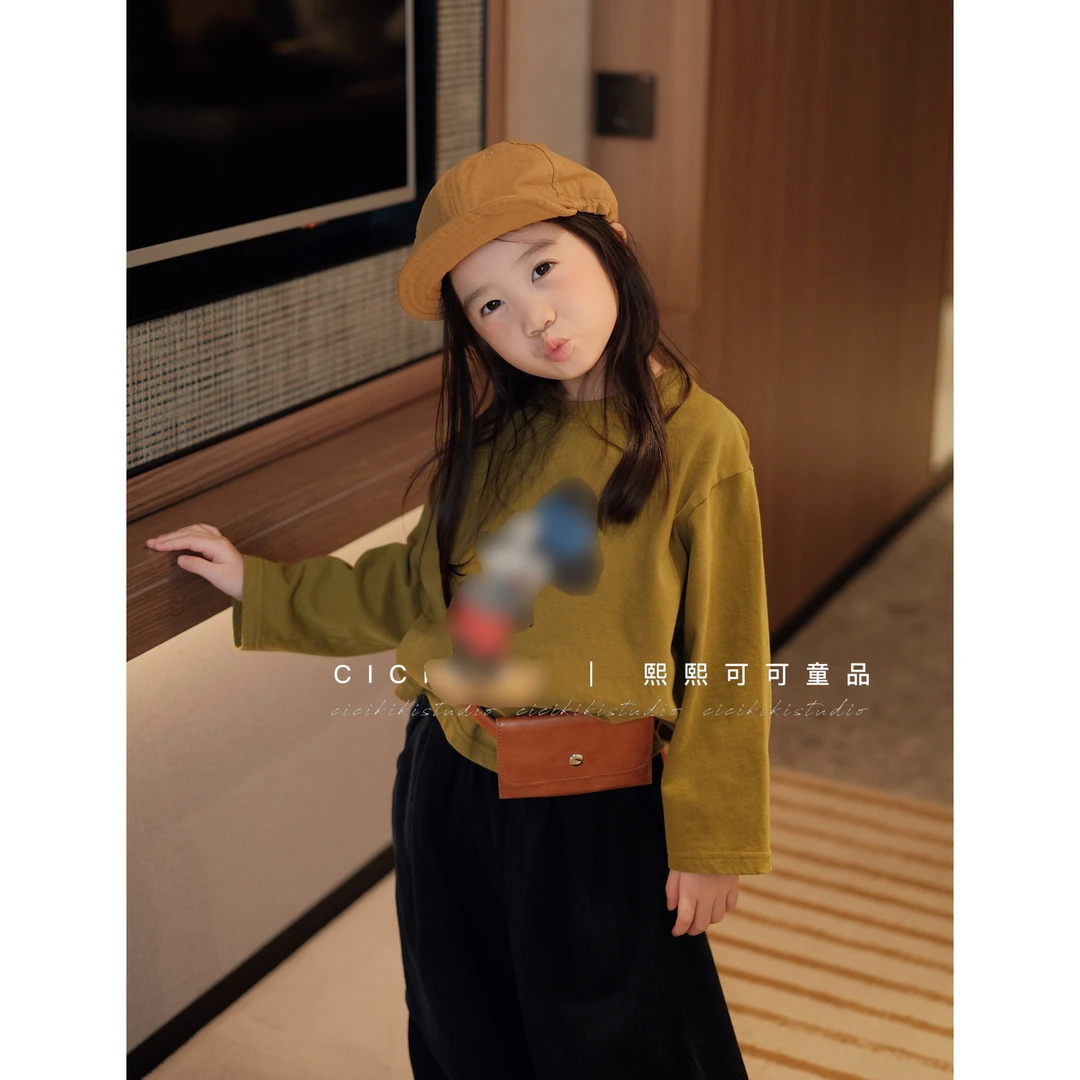 【熙熙可可】2025儿童童装秋冬圆领时尚百搭休闲T恤 TX2580