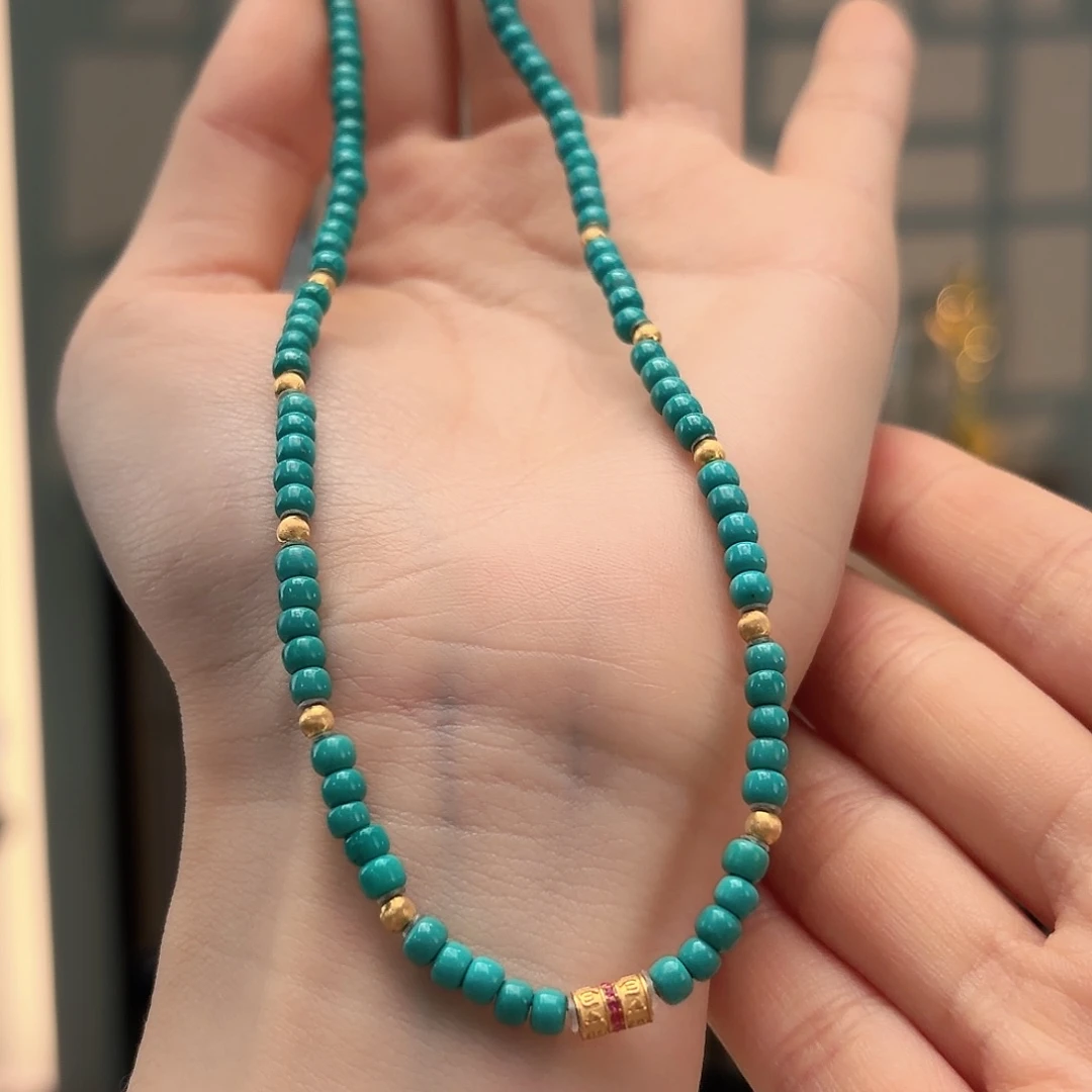 绿松石18K金镶嵌颈饰