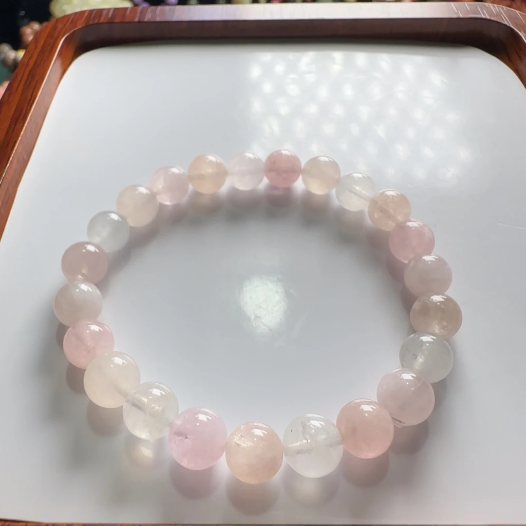 水晶手链未镶嵌8m粉摩根默认微瑕