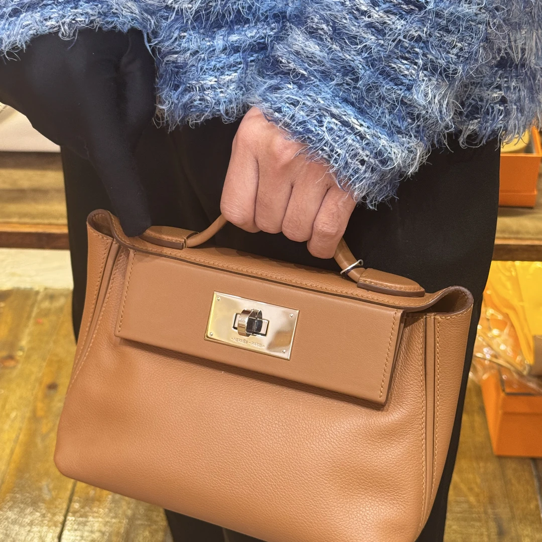 95新 Hermes/爱马仕 夏七中古/2424 mini 金棕 Z刻