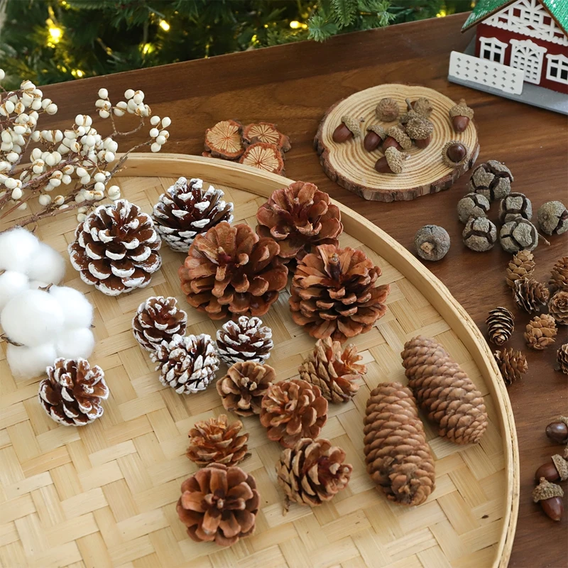 2025圣诞节新品松枝松果干果配饰礼物礼品打包装饰花束包装资材