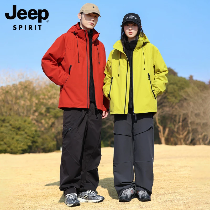 JEEPSPIRIT吉普冲锋衣秋冬新款情侣三合一防风防水耐磨外套