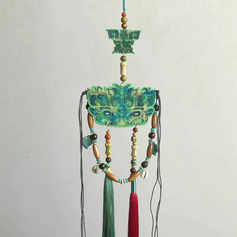 云深雾浅 饕餮 原创汉服禁步古典青铜器刺绣挂件多用途车挂包配饰