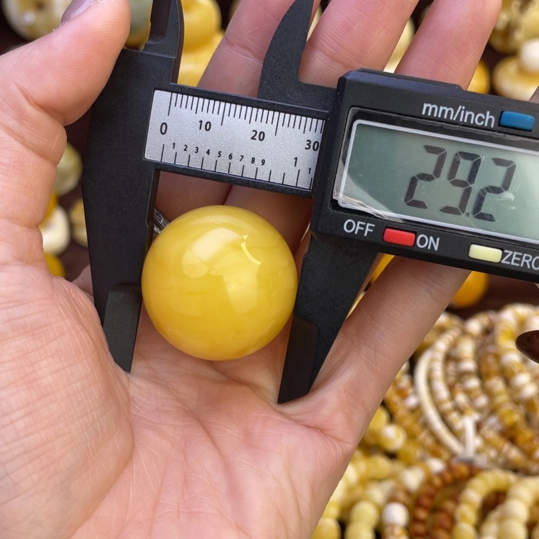 琥珀未镶嵌手链29.3mm 焦皮圆珠