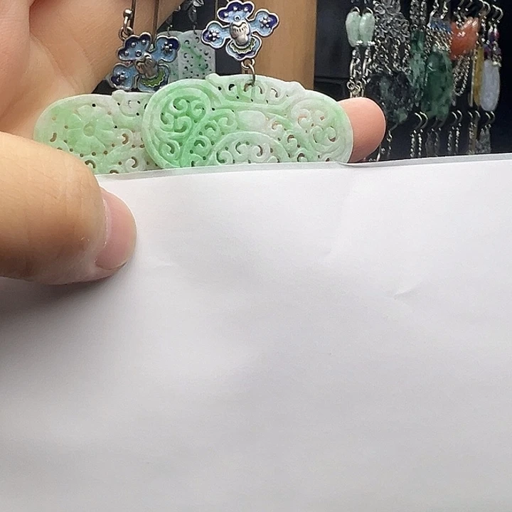 姝***瑶翡翠银S925镶嵌耳饰