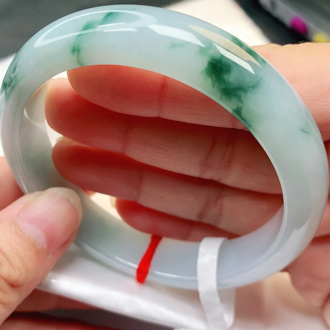 未镶嵌手镯翡翠缅甸纯天然A货飘蓝花性价比1444号